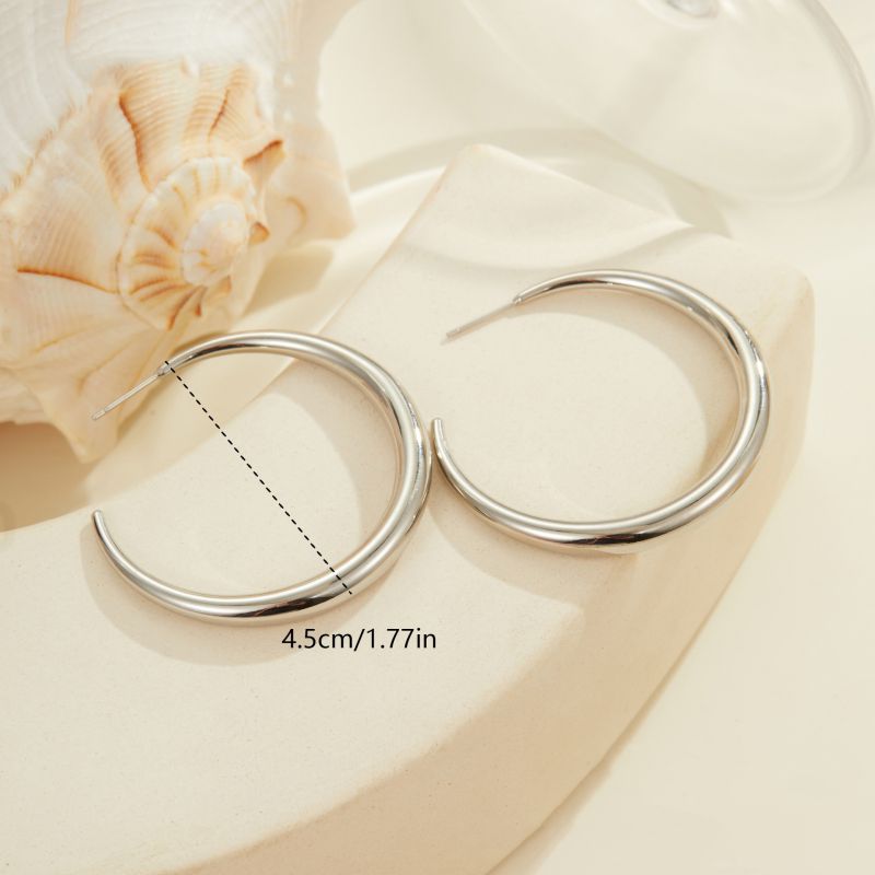 Small Gold Stainless Steel C-shaped Earrings