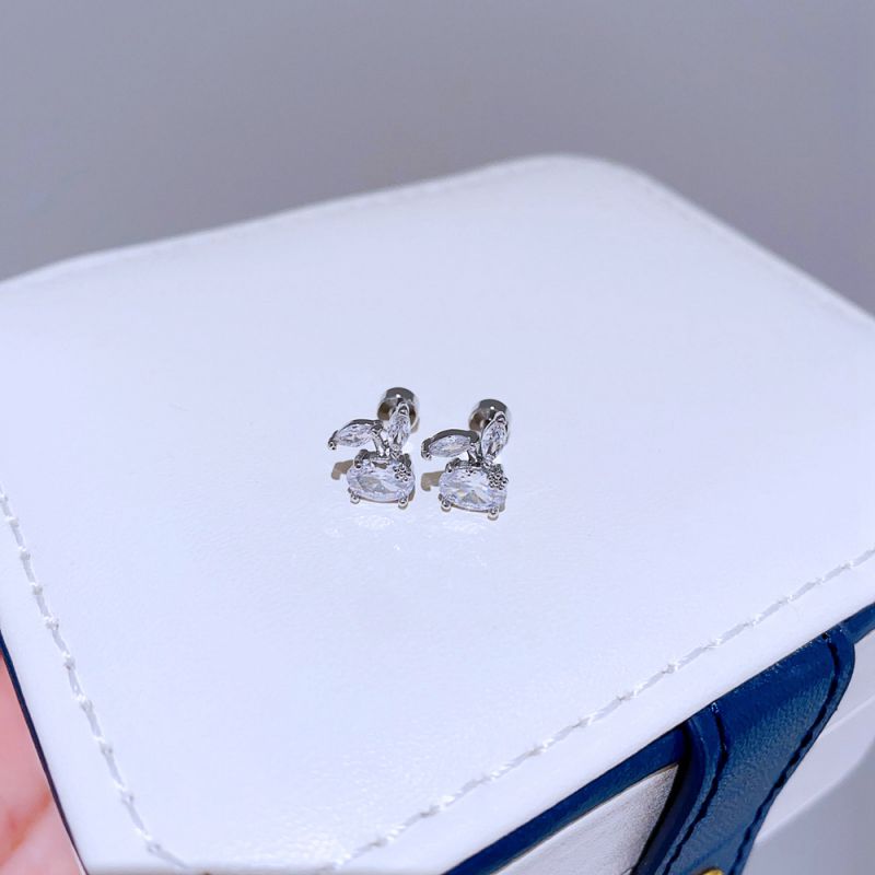 Large Gold Bow Titanium Steel Diamond-encrusted Bow Earrings