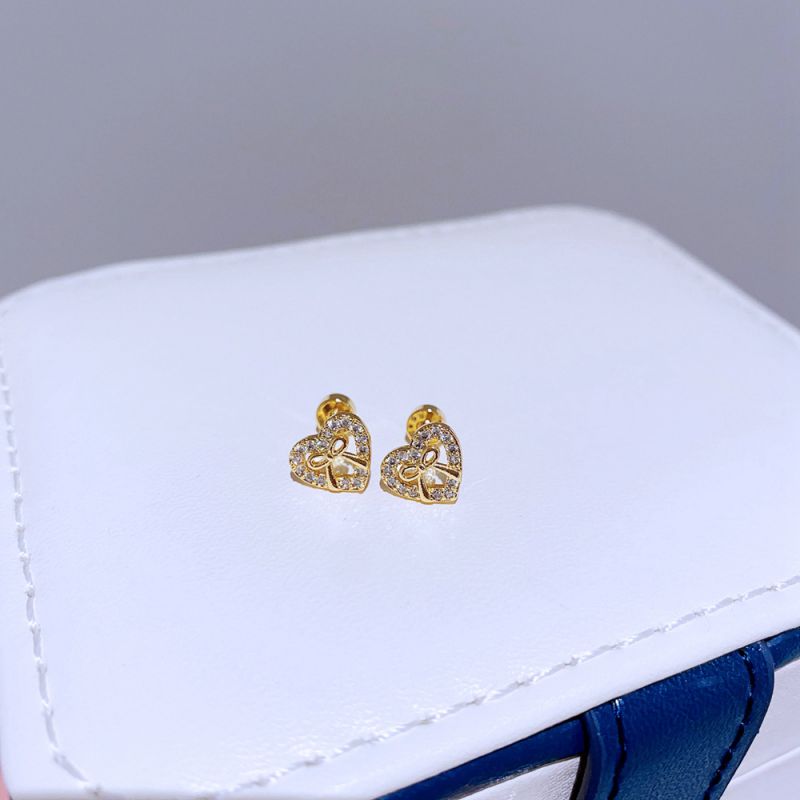Large Gold Bow Titanium Steel Diamond-encrusted Bow Earrings