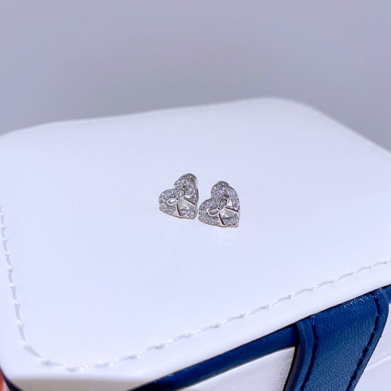 Large Gold Bow Titanium Steel Diamond-encrusted Bow Earrings