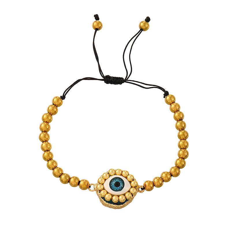 Purple Irregular Natural Stone Eye Beaded Braided Bracelet