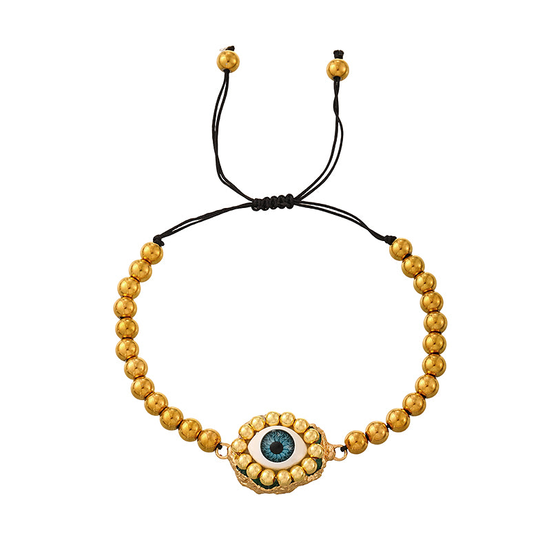 Purple Irregular Natural Stone Eye Beaded Braided Bracelet