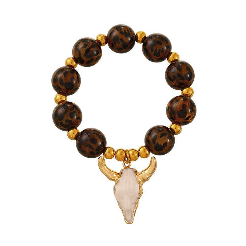 Gold 4 Titanium Steel Beaded Bracelet