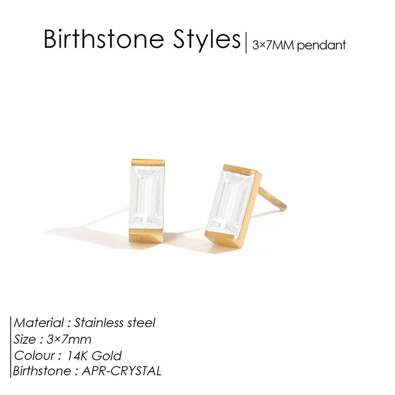 January Red Metal Diamond-encrusted Square Earrings