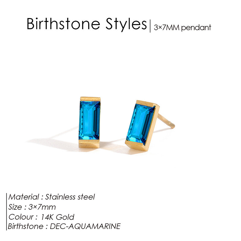 January Red Metal Diamond-encrusted Square Earrings