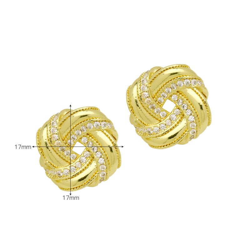 A Brass And Diamond-encrusted Square Earrings