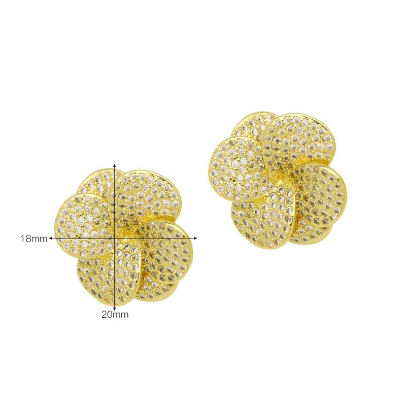 A Brass And Diamond-encrusted Square Earrings