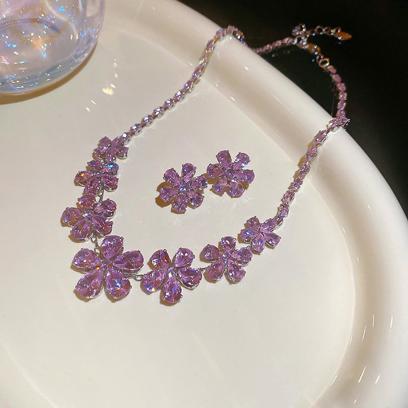 #2 Necklace - Gold - Multicolored Copper And Diamond-encrusted Teardrop Necklace And Earring Set