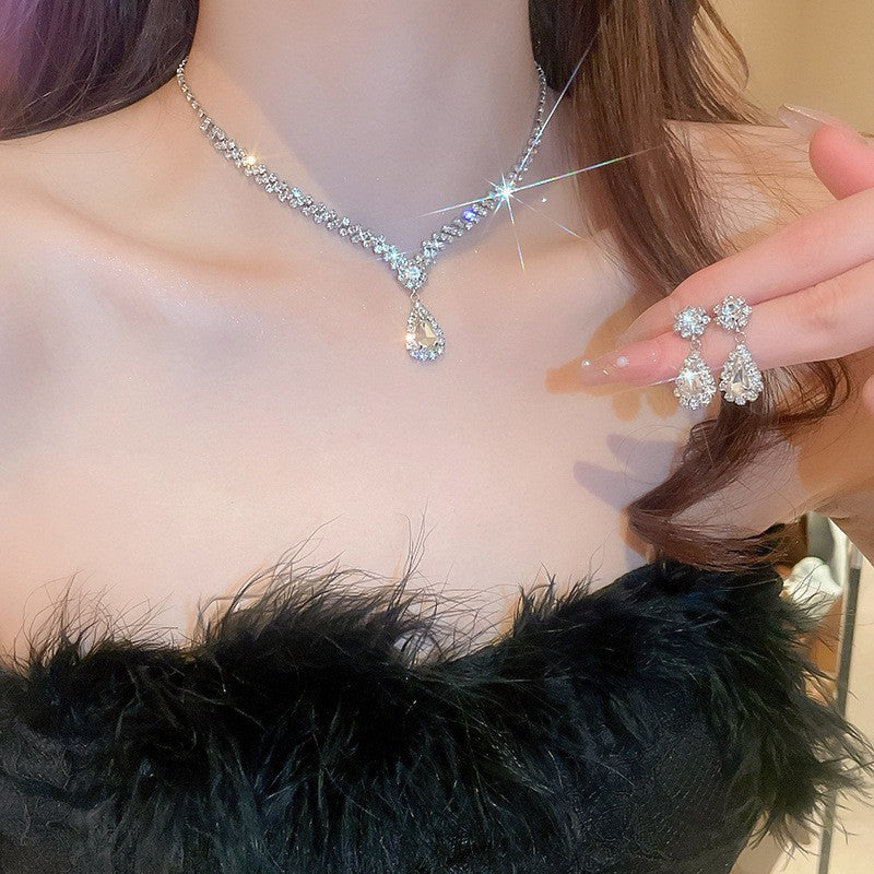 #2 Necklace - Gold - Multicolored Copper And Diamond-encrusted Teardrop Necklace And Earring Set