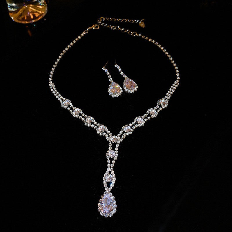 #2 Necklace - Gold - Multicolored Copper And Diamond-encrusted Teardrop Necklace And Earring Set
