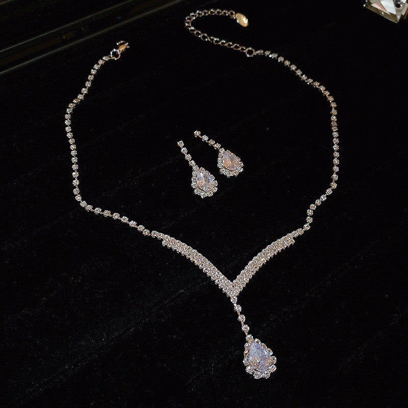 #2 Necklace - Gold - Multicolored Copper And Diamond-encrusted Teardrop Necklace And Earring Set