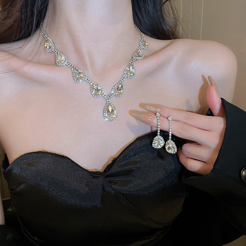 #2 Necklace - Gold - Multicolored Copper And Diamond-encrusted Teardrop Necklace And Earring Set