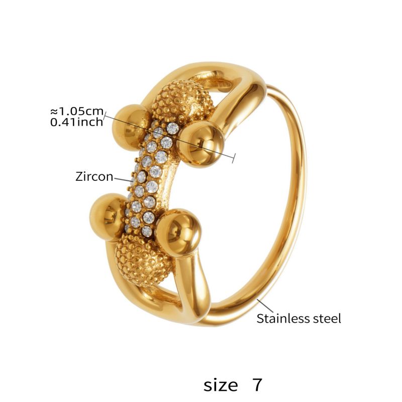 Gold Necklace 42+5cm Stainless Steel Diamond-encrusted Horseshoe Buckle Necklace