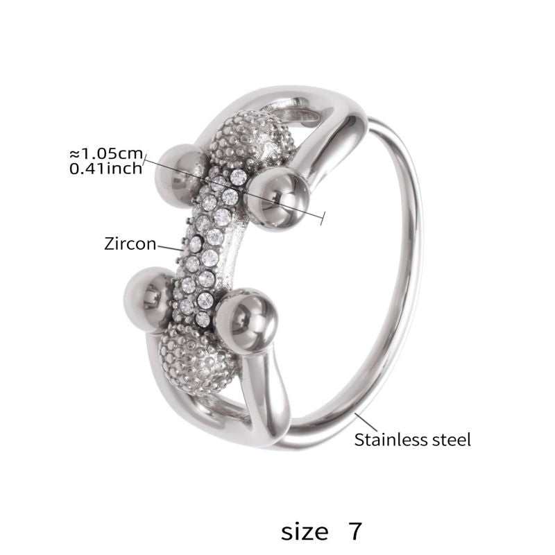 Gold Necklace 42+5cm Stainless Steel Diamond-encrusted Horseshoe Buckle Necklace