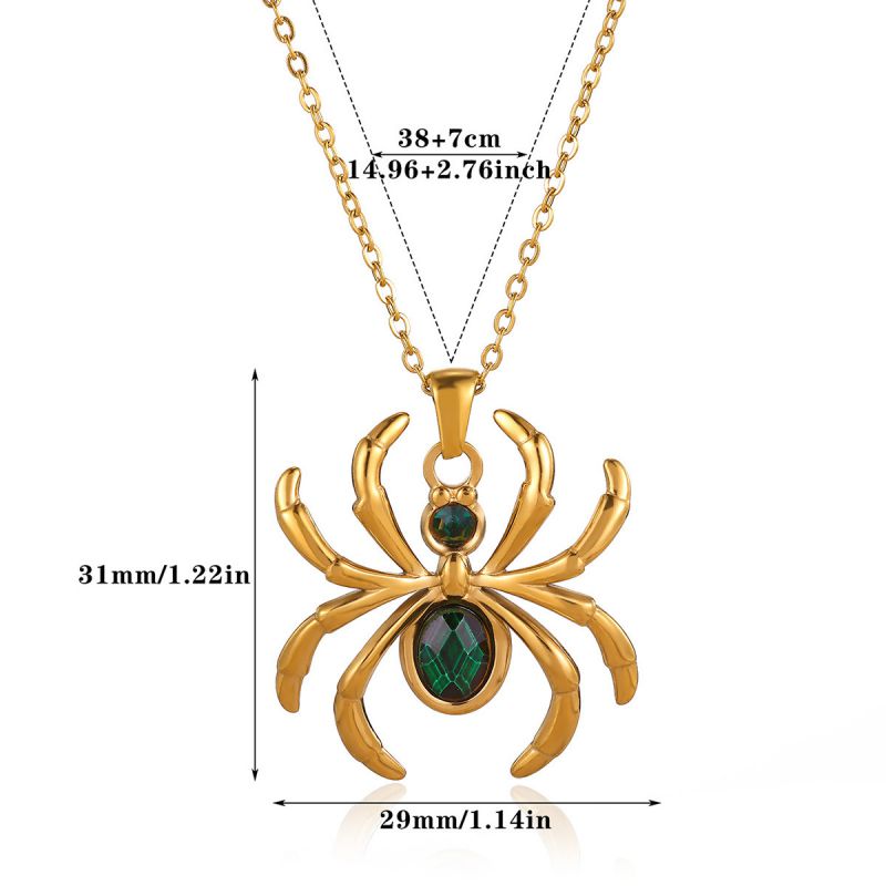 White 304 Stainless Steel Diamond-studded Spider Necklace
