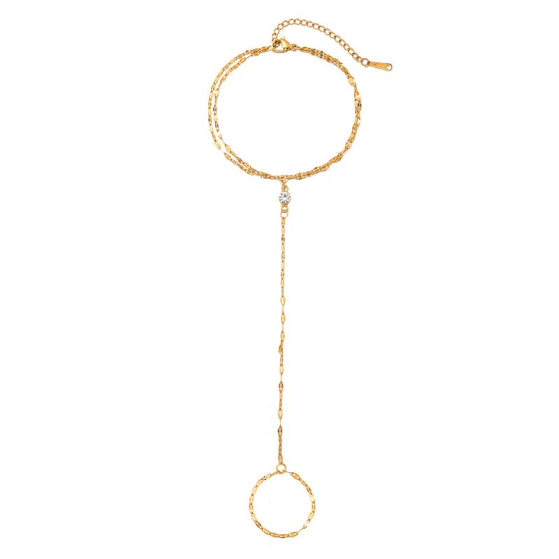 Steel-colored Shrine Maiden Knot Style 1 Stainless Steel Diamond-encrusted Witch's Knot Finger Bracelet