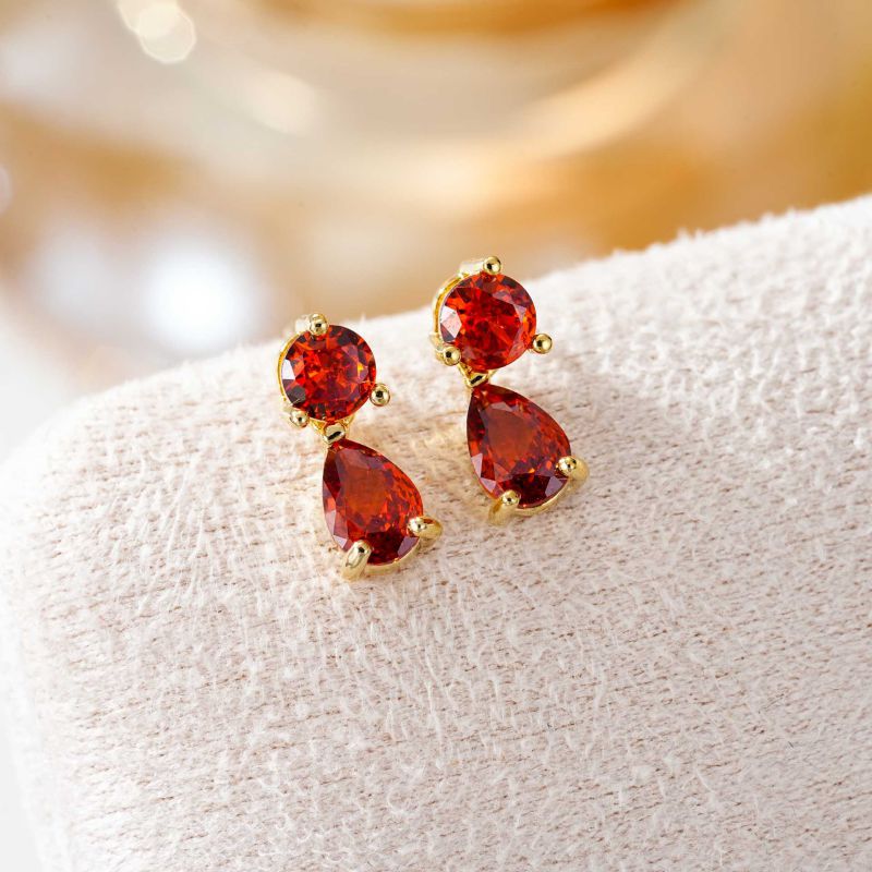 January Copper And Diamond-encrusted Teardrop Earrings