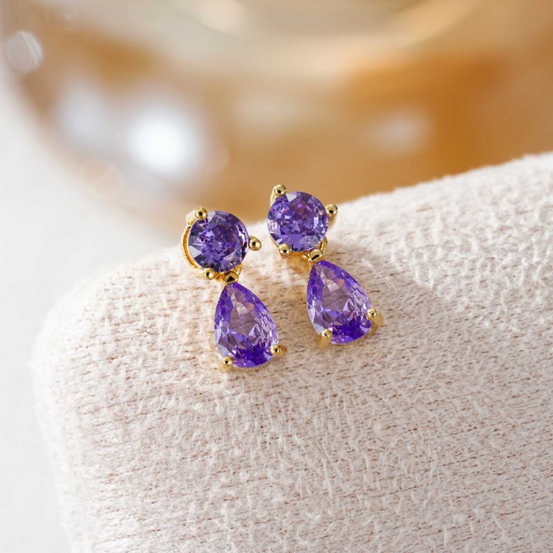 January Copper And Diamond-encrusted Teardrop Earrings