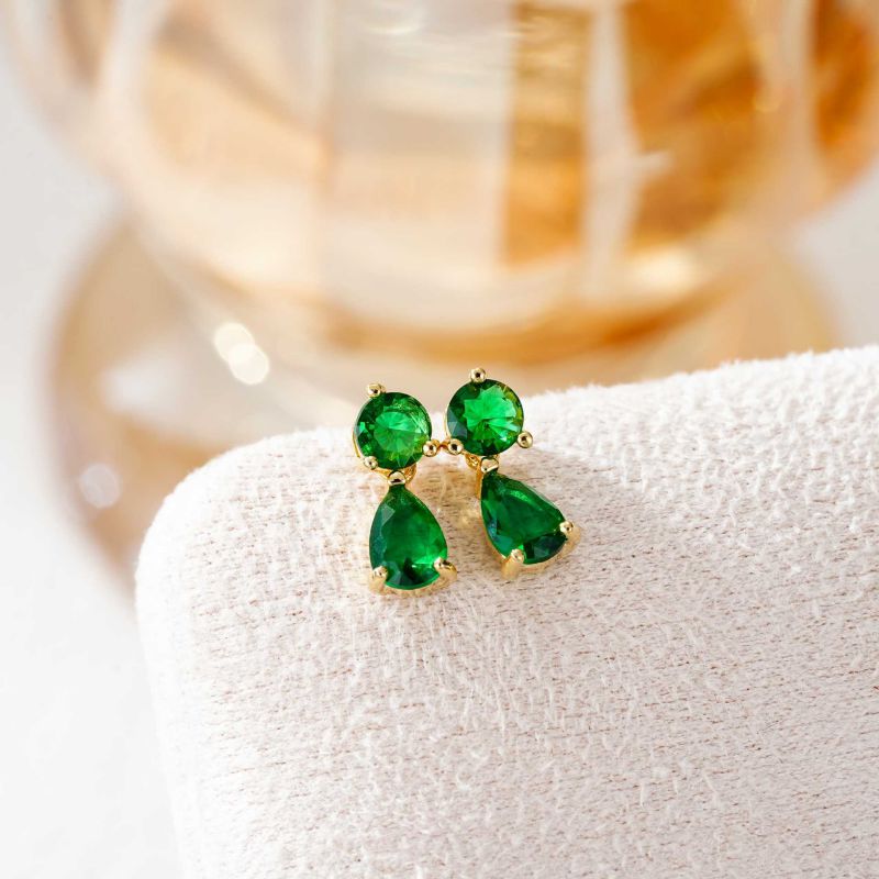 January Copper And Diamond-encrusted Teardrop Earrings