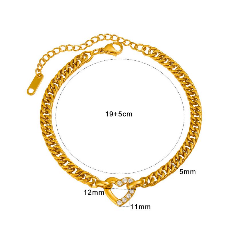 Bracelet #1 Titanium Steel Diamond-encrusted Heart Bracelet