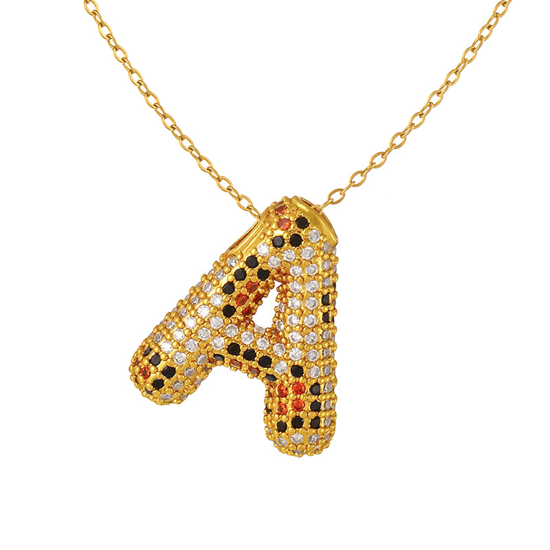 A Copper Necklace With Zircon 26 Letters