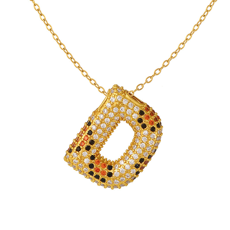 A Copper Necklace With Zircon 26 Letters