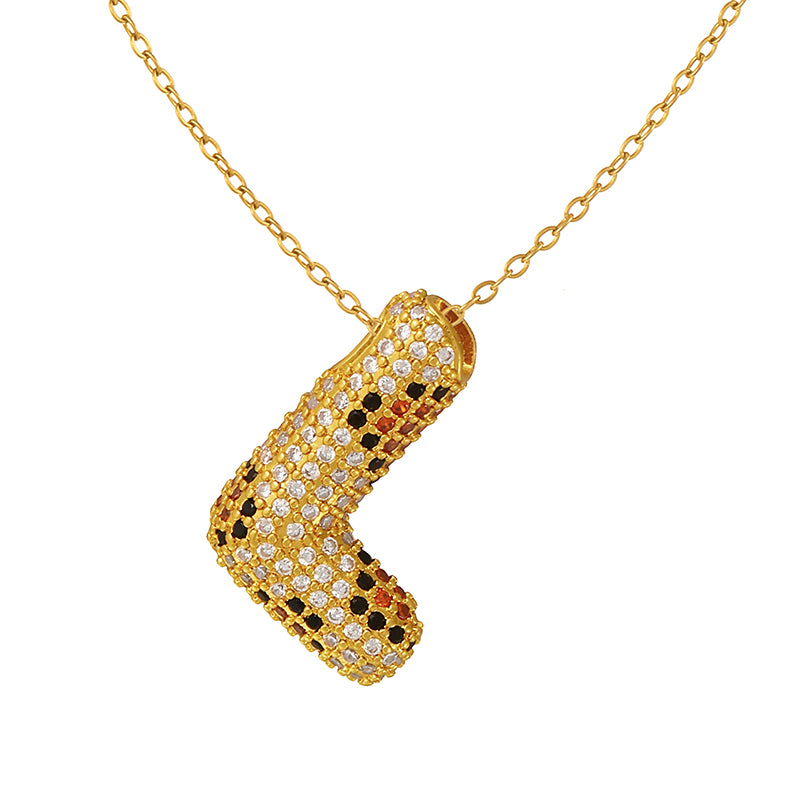 A Copper Necklace With Zircon 26 Letters