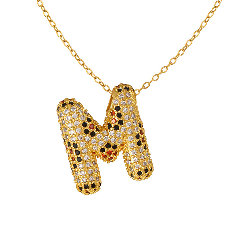 A Copper Necklace With Zircon 26 Letters