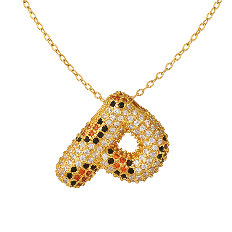 A Copper Necklace With Zircon 26 Letters