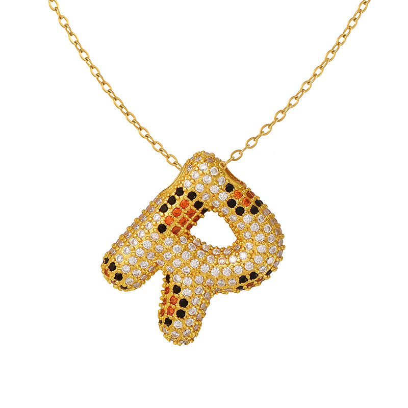 A Copper Necklace With Zircon 26 Letters