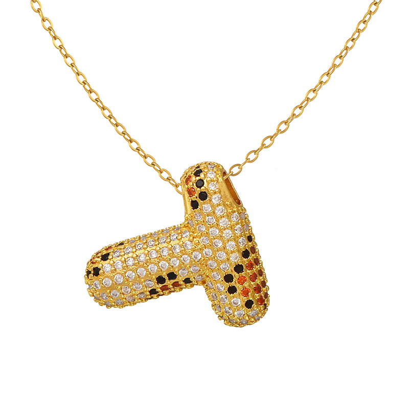 A Copper Necklace With Zircon 26 Letters