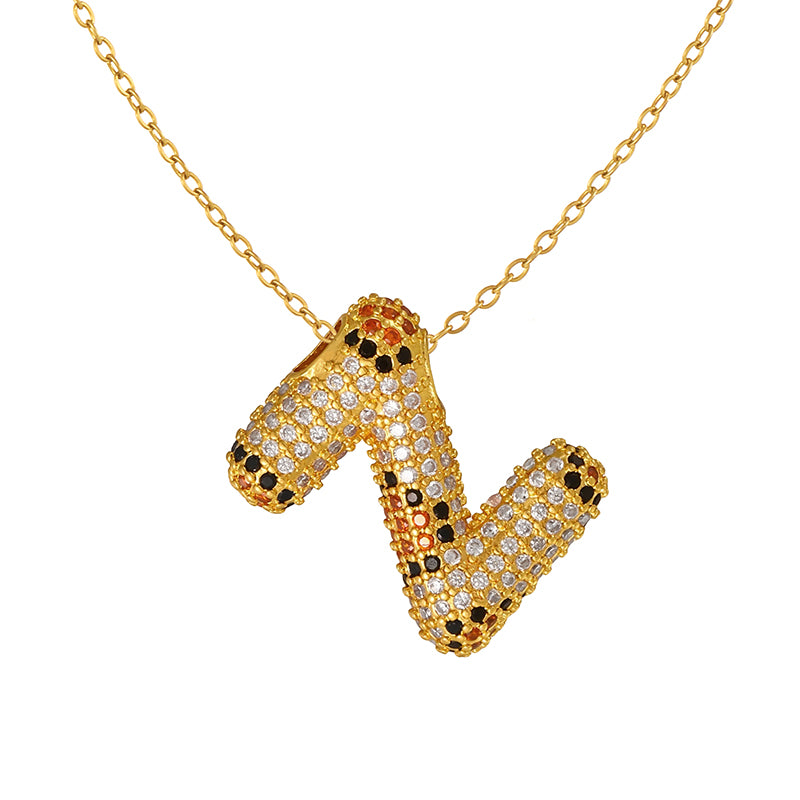 A Copper Necklace With Zircon 26 Letters