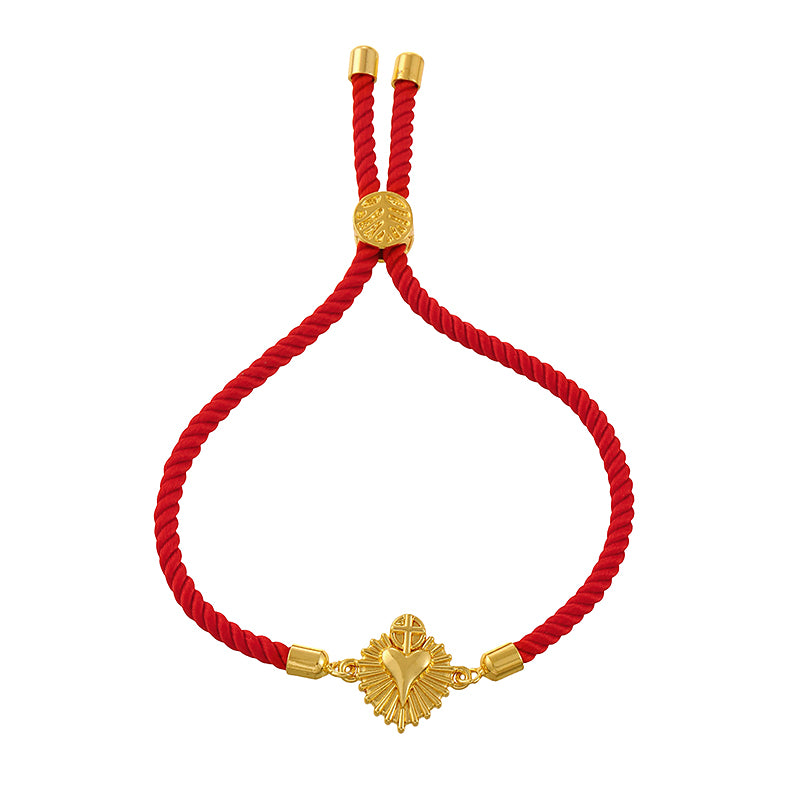 Gold 1 Double-sided Round Beaded Braided Bracelet