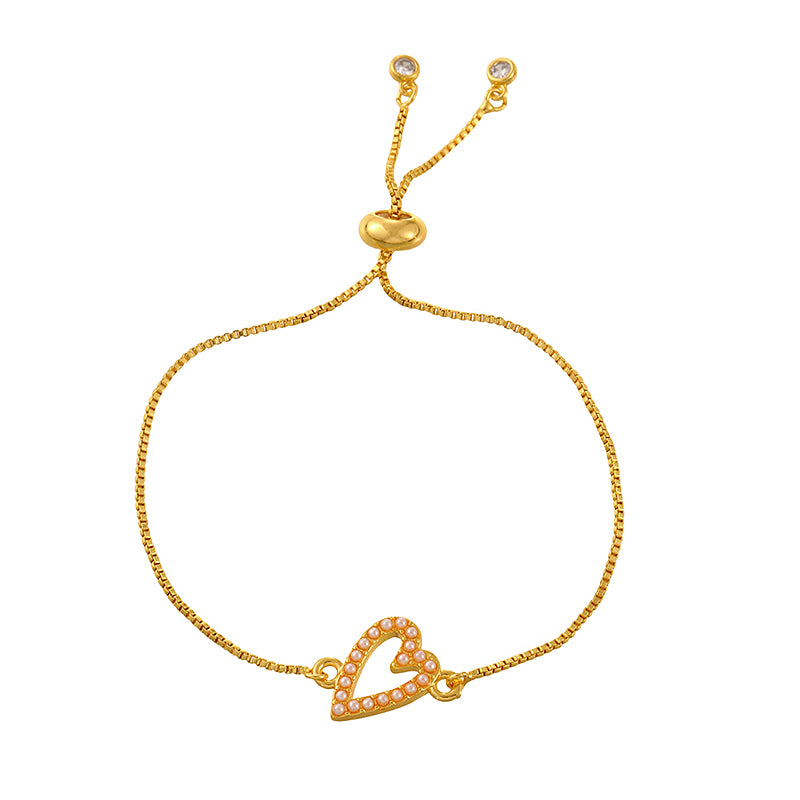 Gold 1 Double-sided Round Beaded Braided Bracelet