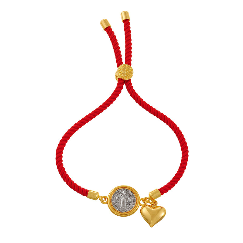 Red 1 Double-sided Round Human Figure Heart Braided Bracelet