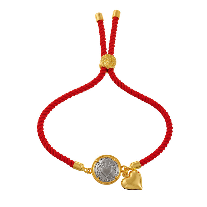 Red 1 Double-sided Round Human Figure Heart Braided Bracelet