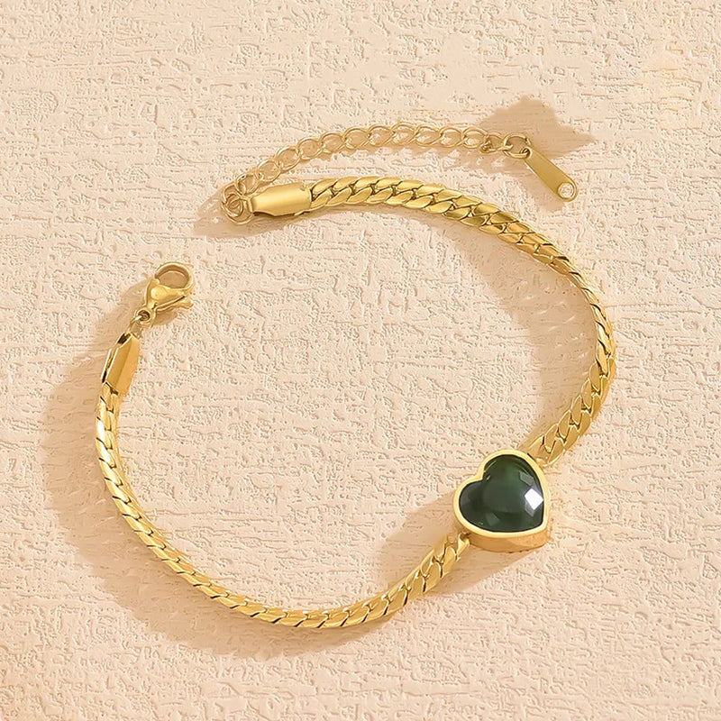 Bracelet Stainless Steel Diamond-encrusted Heart Bracelet