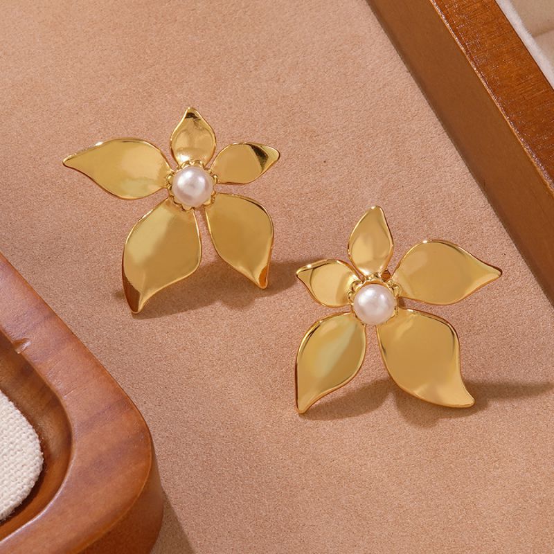 Earring #1 Stainless Steel Pearl Irregular Stud Earrings