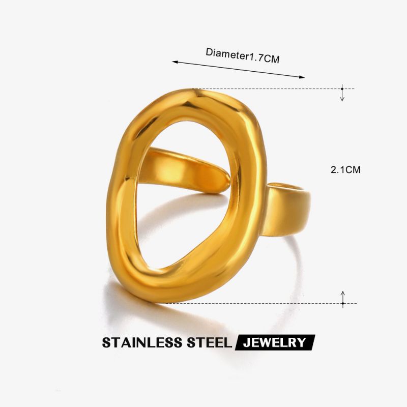 Gold-plated Irregular Stainless Steel Ring Irregularly Shaped Oval Stainless Steel Ring