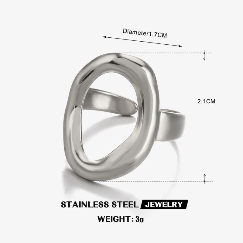Gold-plated Irregular Stainless Steel Ring Irregularly Shaped Oval Stainless Steel Ring