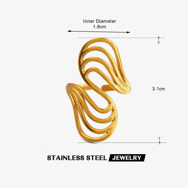 Gold-plated Stainless Steel S-shaped Wrap Ring Stainless Steel Irregular Ring
