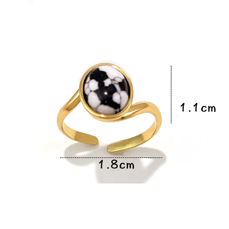 Ring #1 Stainless Steel Natural Stone Round Ring