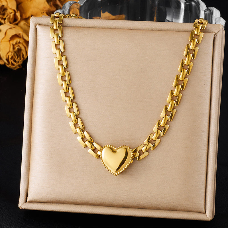 Gold Necklace Titanium Steel Heart Necklace