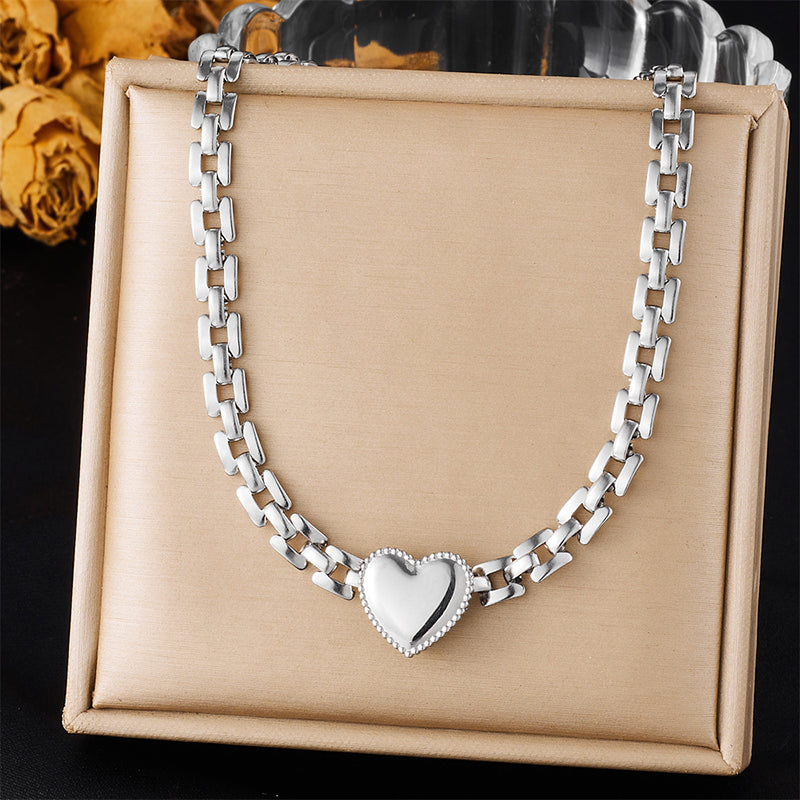 Gold Necklace Titanium Steel Heart Necklace