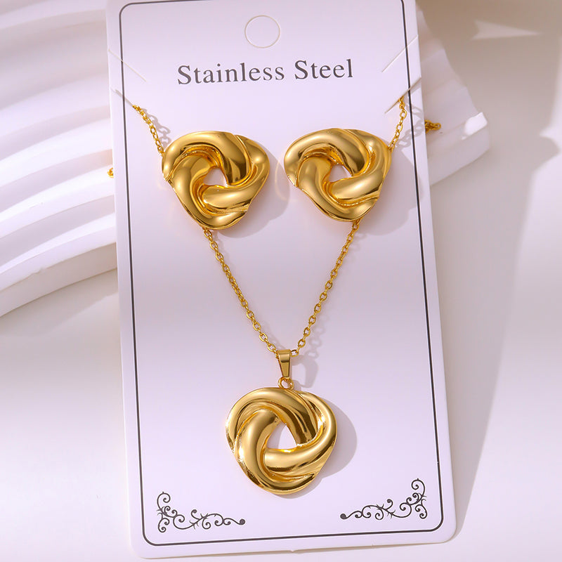 Teardrop Shape Stainless Steel Teardrop-shaped Necklace And Earring Set