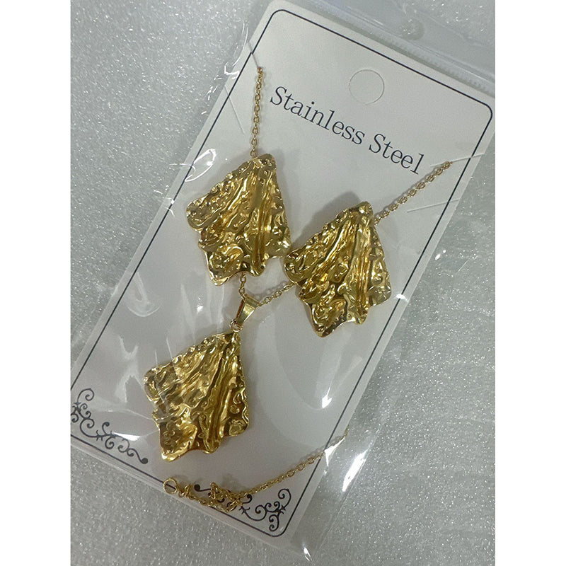 Teardrop Shape Stainless Steel Teardrop-shaped Necklace And Earring Set