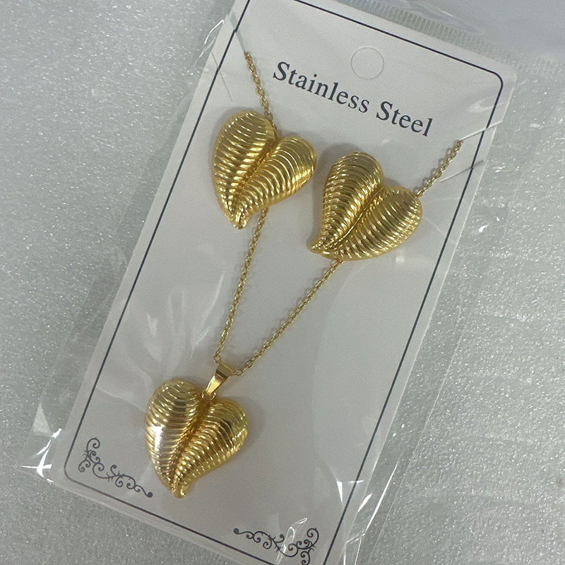 Teardrop Shape Stainless Steel Teardrop-shaped Necklace And Earring Set