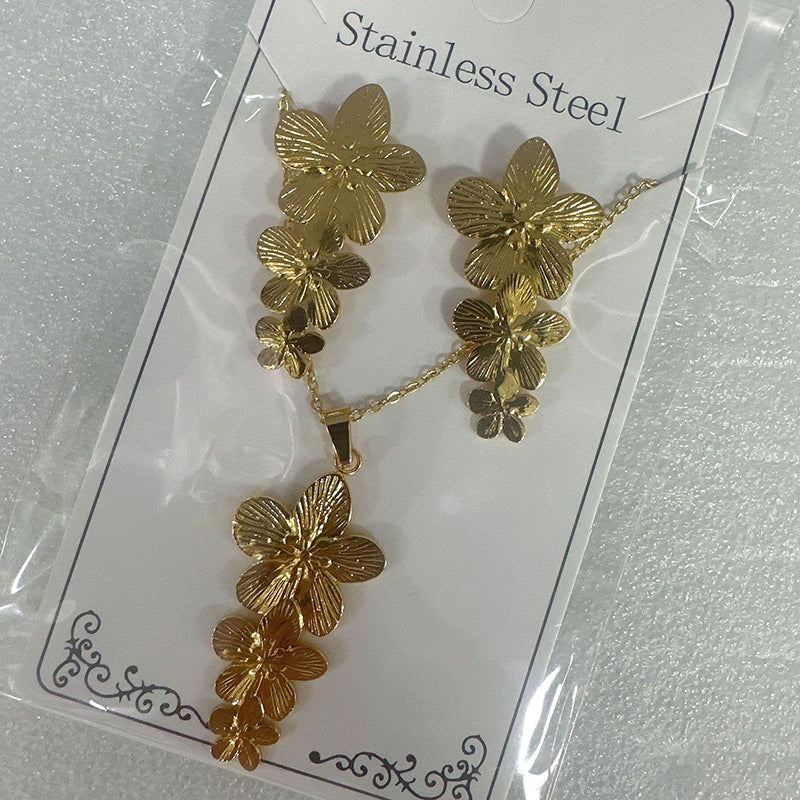 Teardrop Shape Stainless Steel Teardrop-shaped Necklace And Earring Set