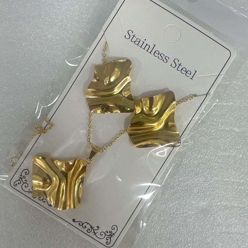 Teardrop Shape Stainless Steel Teardrop-shaped Necklace And Earring Set