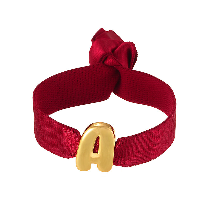 A Copper 26 Letter Velvet Elastic Bracelet